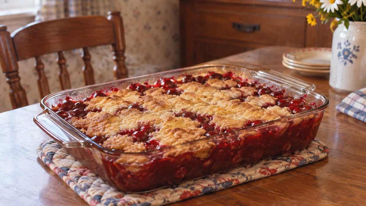 18 Church Potluck Recipes That Nobody Makes Anymore 13 Cherry dump cake in a standard baking dish