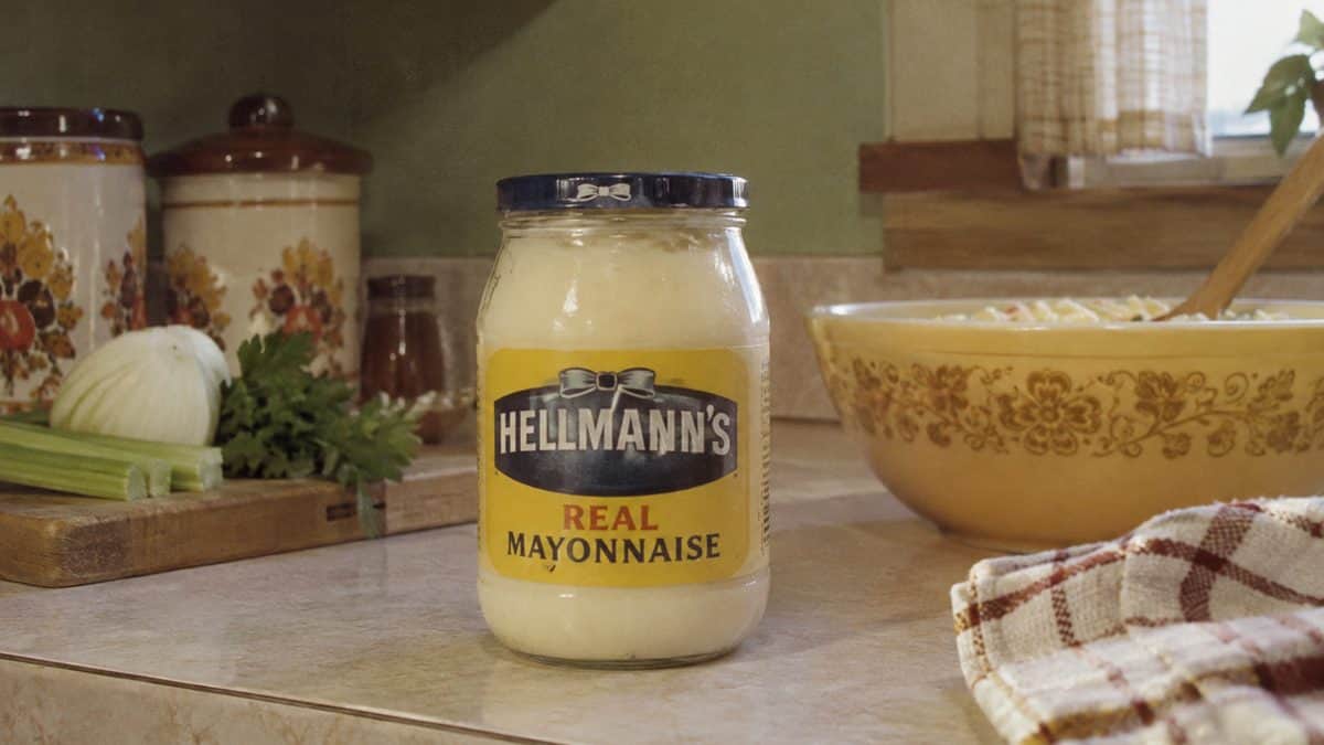 Real vintage photo of a Hellmann's mayonnaise jar