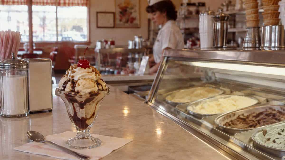 Vintage photo of a real ice cream parlor or a real scoop of Breyers ice cream