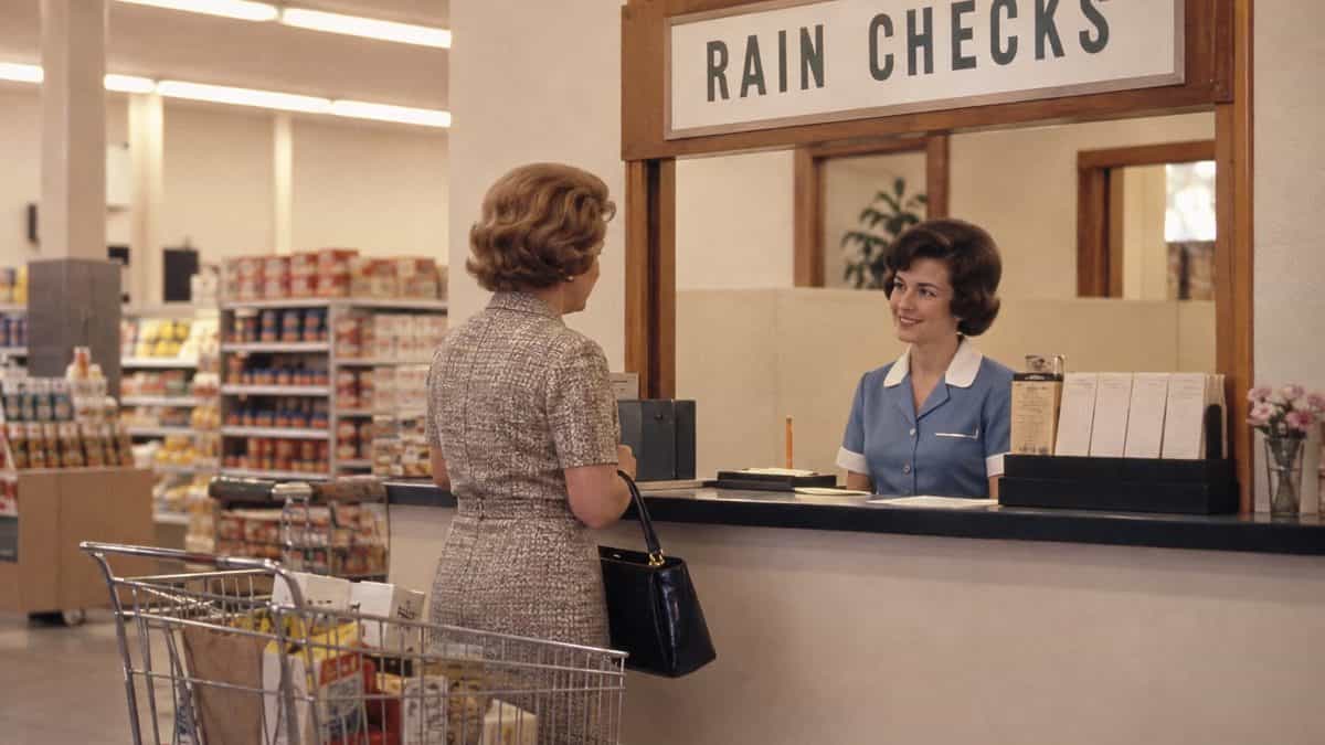 15 Grocery Store Features from the '60s That Have Vanished 14 Scan of a real 1960s grocery store rain check.