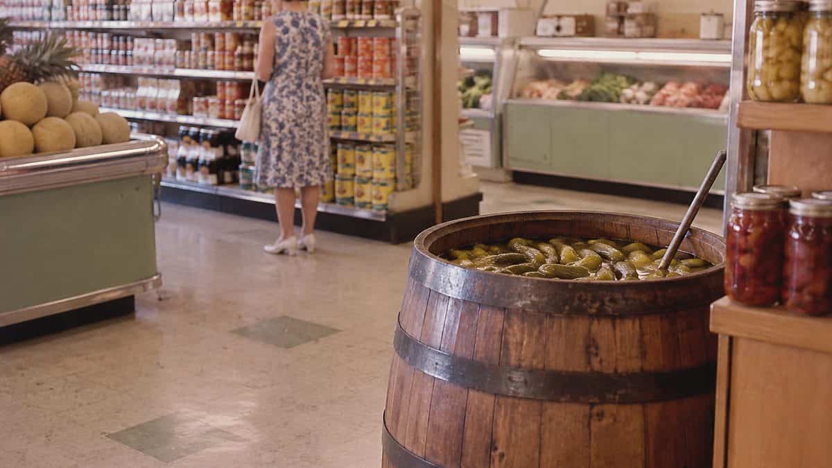 15 Grocery Store Features from the '60s That Have Vanished 9 Grocery store pickle barrel.