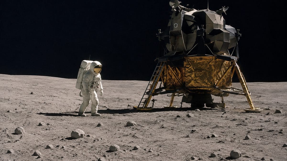 Authentic NASA archival photo of moon landing