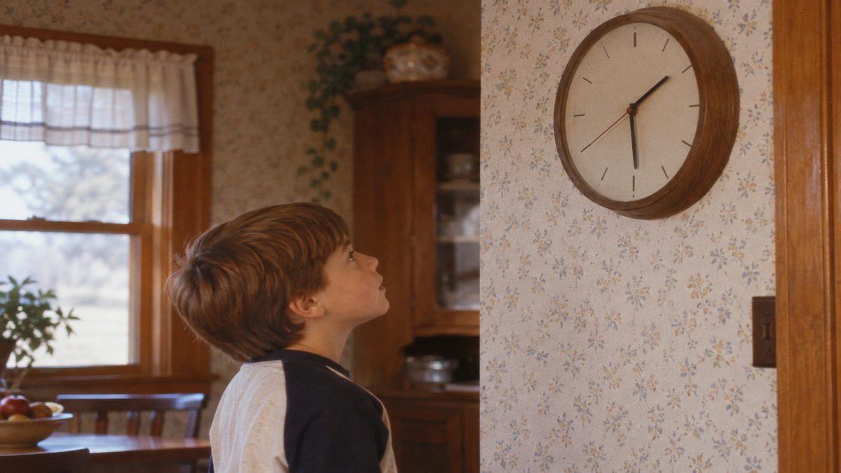 Life Skills Our Generation Mastered That Barely Exist Anymore 15 Child looking at a standard analog wall clock