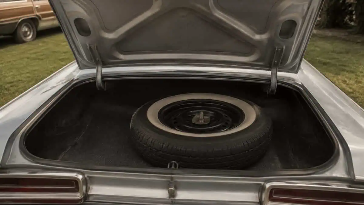 Classic car trunk and spare tire