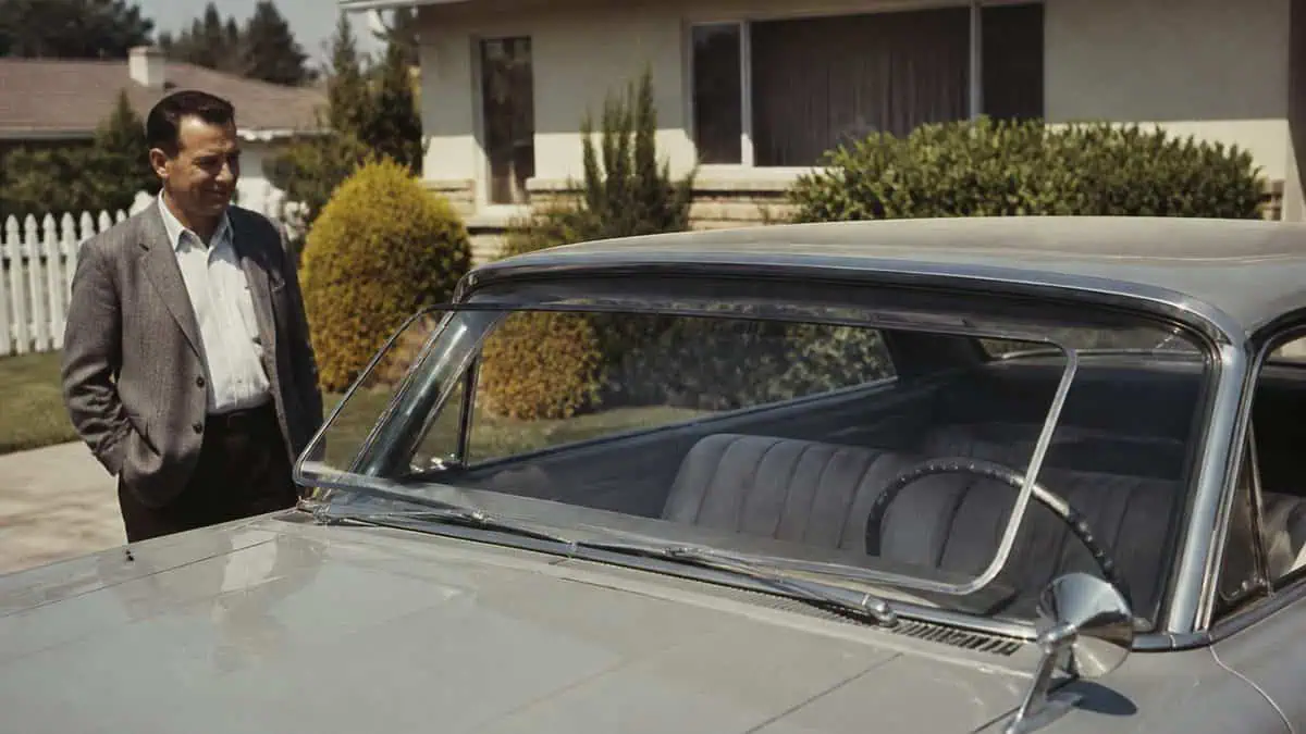 Classic car with a pop-out windshield