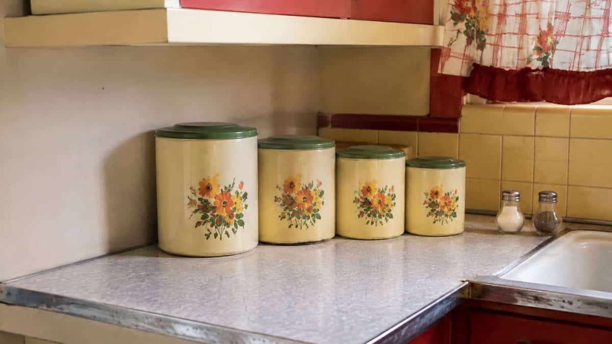 Retro Home Decorations That Are Surprisingly Valuable Now 11 Authentic vintage kitchen canisters on a real counter