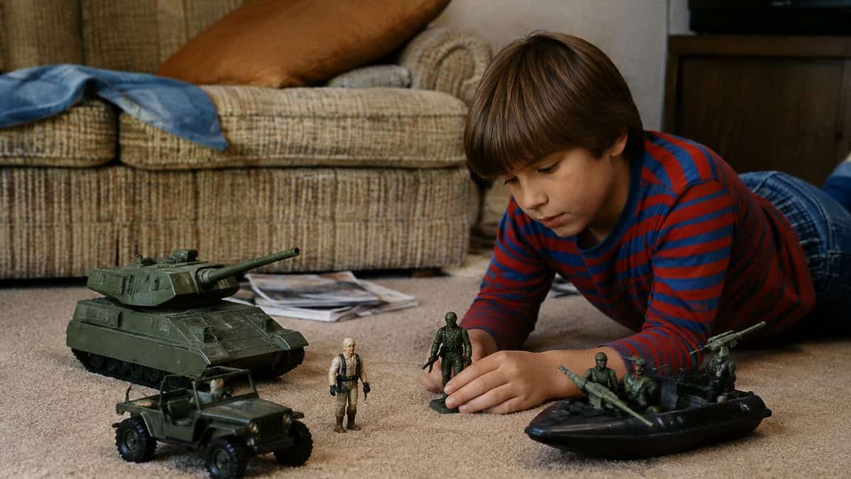 14 Unforgettable '80s Cartoon Characters You Loved 11 Vintage 1980s photo of a child playing with G.I. Joe toys