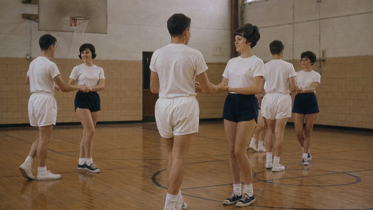 1960s PE class square dancing.