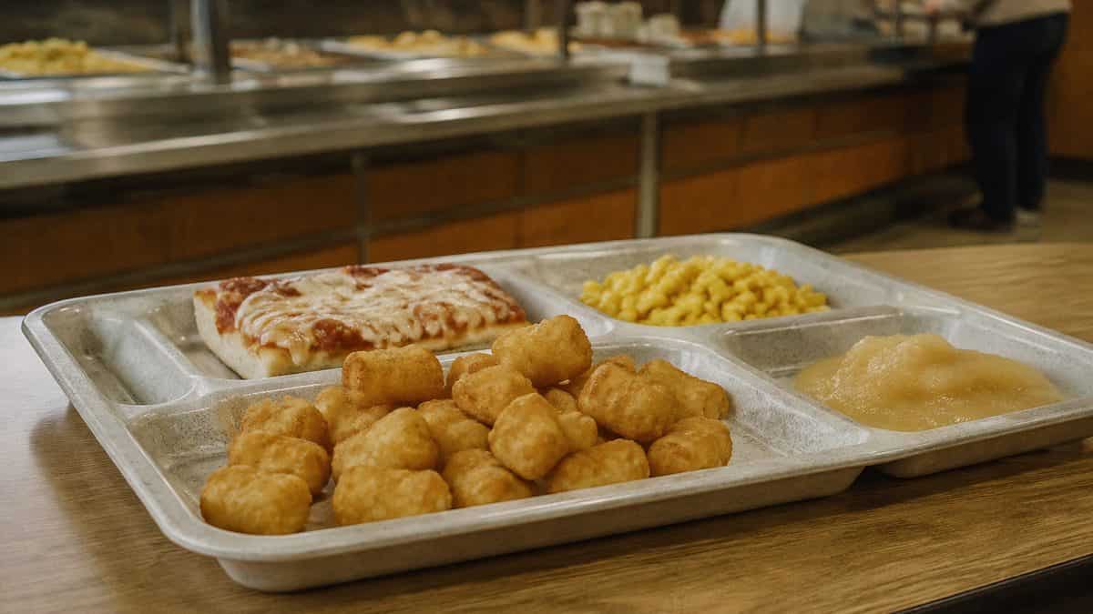 Tater tots on a school tray
