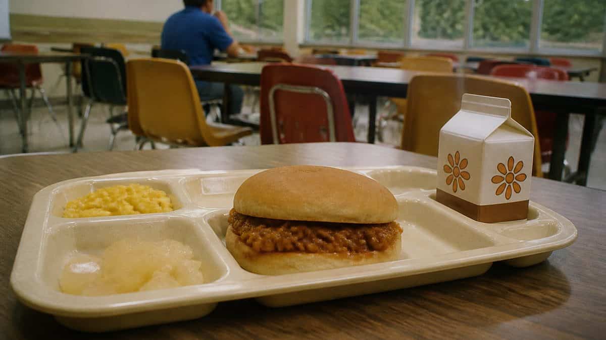 Sloppy joe on a classic school tray