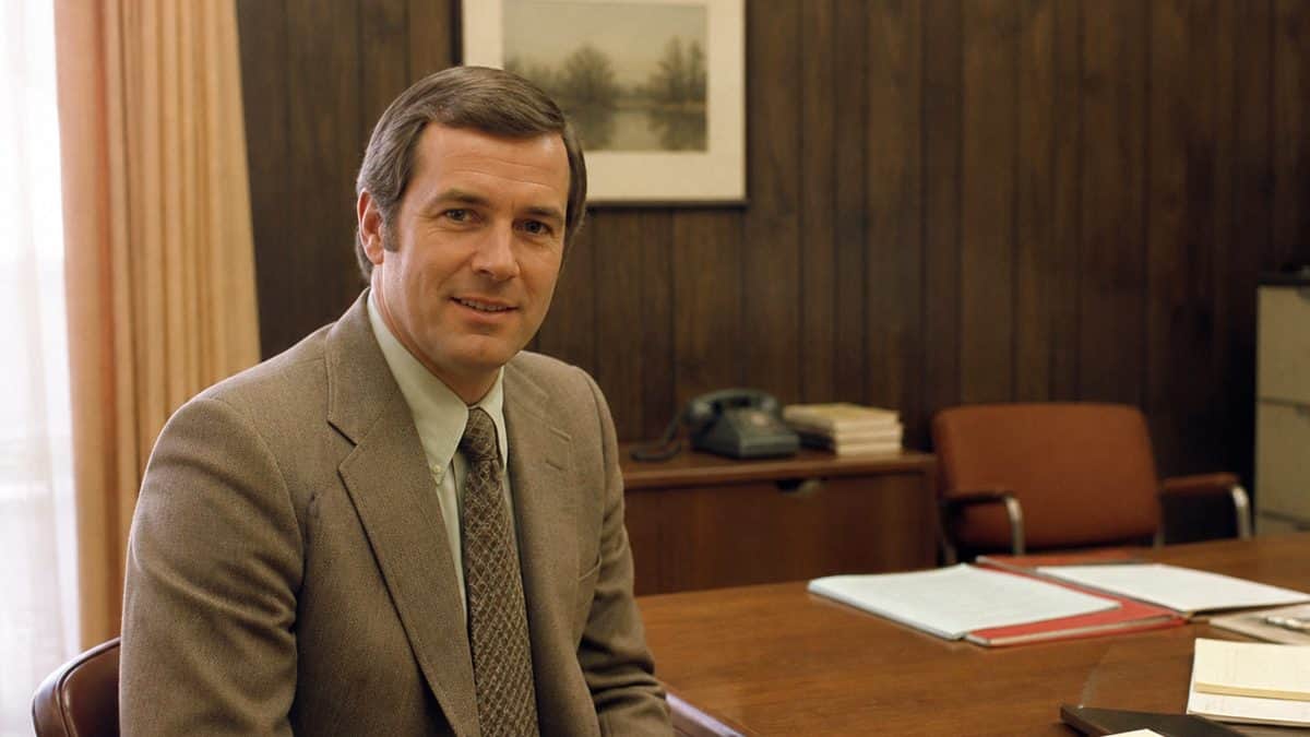Authentic 1970s photo of an insurance agent or real commercial still.