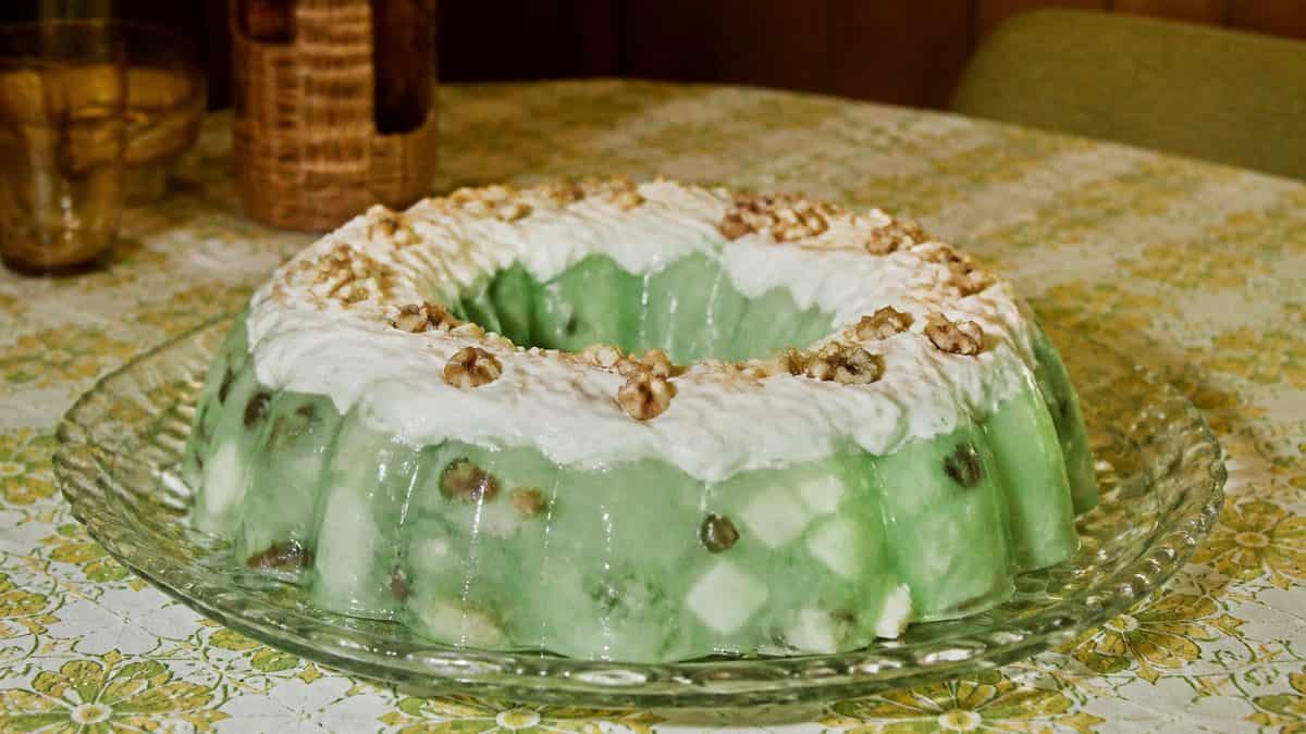 15 Classic '70s Recipes That Seem Completely Bizarre Today 11 Frosted lime walnut jello salad.