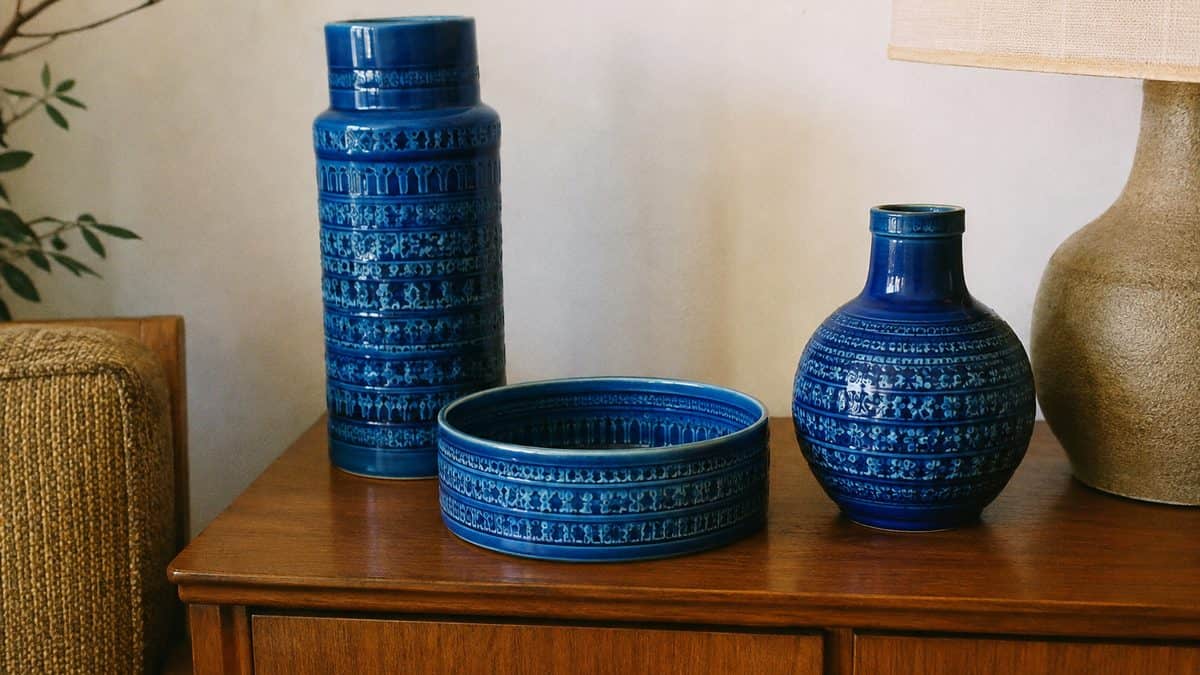 13 Vintage Home Decor Items from the '70s Worth Serious Money Now 13 Authentic Bitossi Rimini Blue ceramics with clear stamped patterns