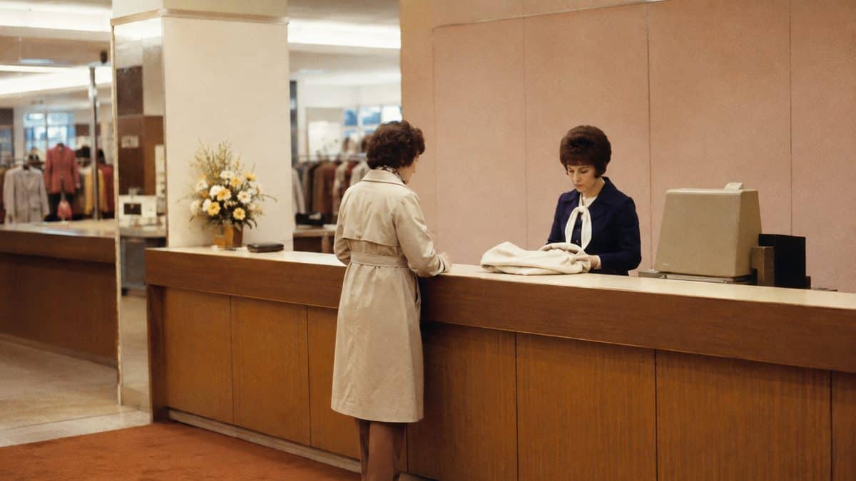 Weird Department Store Rituals '70s Shoppers Knew by Heart 15 Department store customer service desk