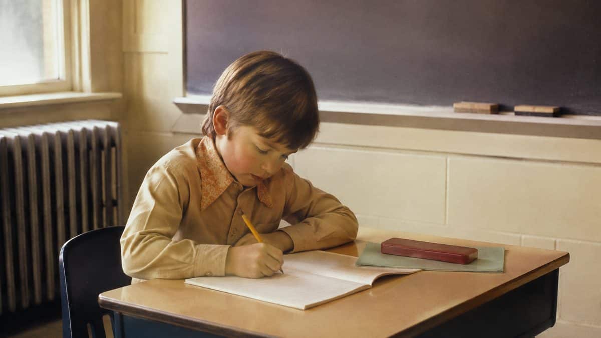 Child practicing handwriting