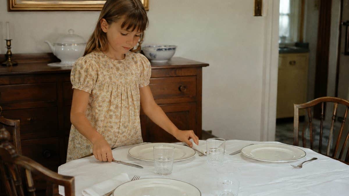 12 Forgotten Dinner Table Rules That Would Surprise Kids Today 12 Child learning to set a dinner table