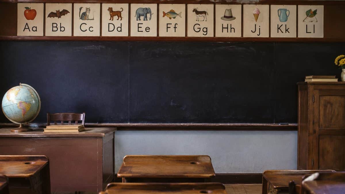 Remember These? 14 School Supplies That Defined the '50s Classroom 15 Real vintage classroom with alphabet cards