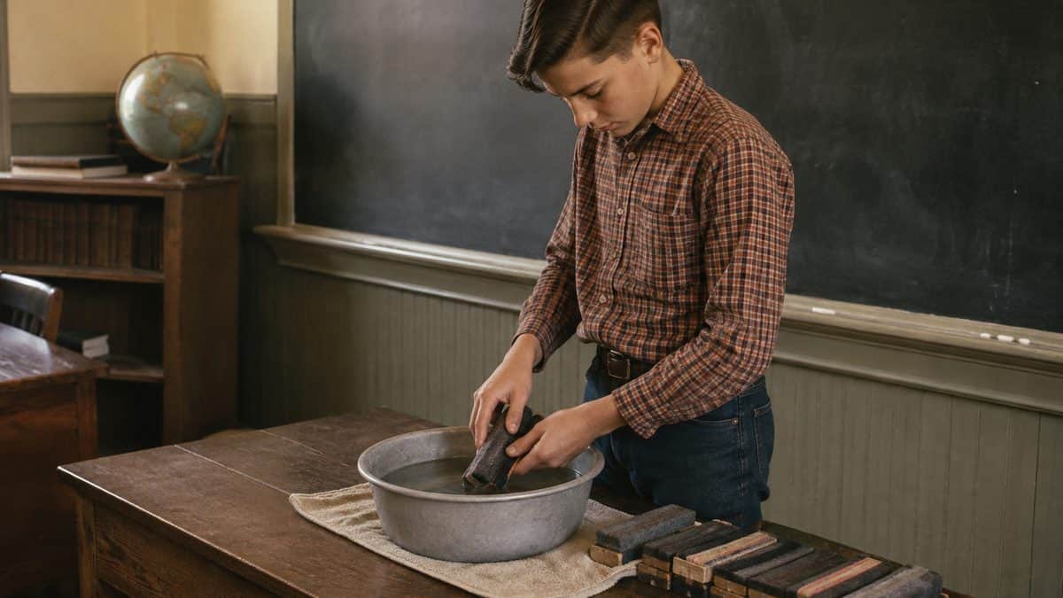 Remember These? 14 School Supplies That Defined the '50s Classroom 10 Student cleaning erasers