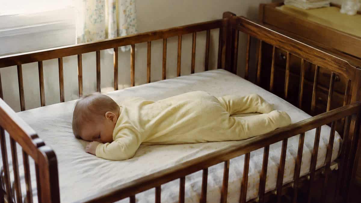 Parenting Practices from the Past That Would Be Illegal Today 7 Real vintage snapshot of a baby sleeping in a crib.
