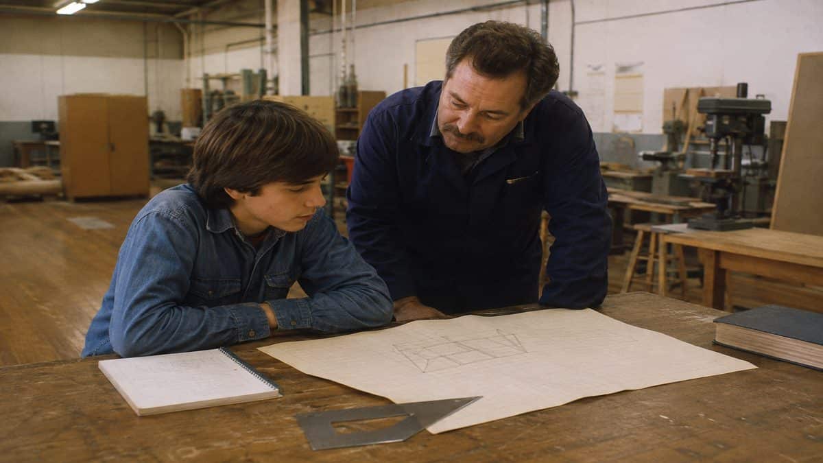 Shop teacher and student