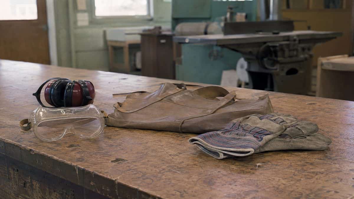 Student using shop equipment