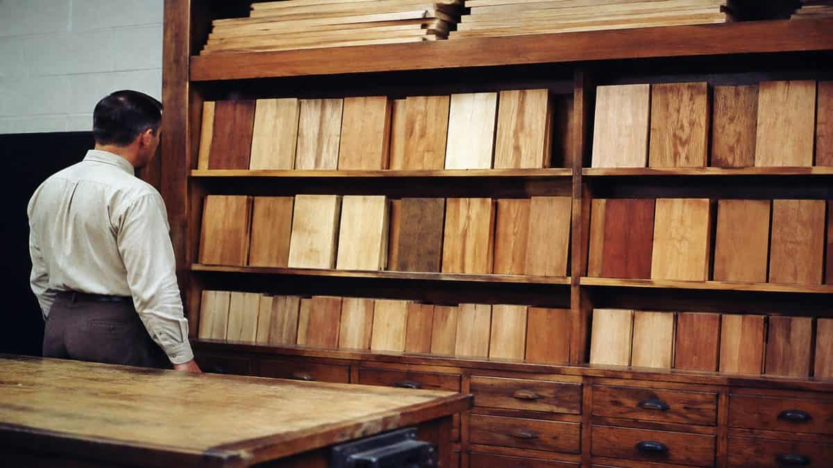 Real vintage wood types display