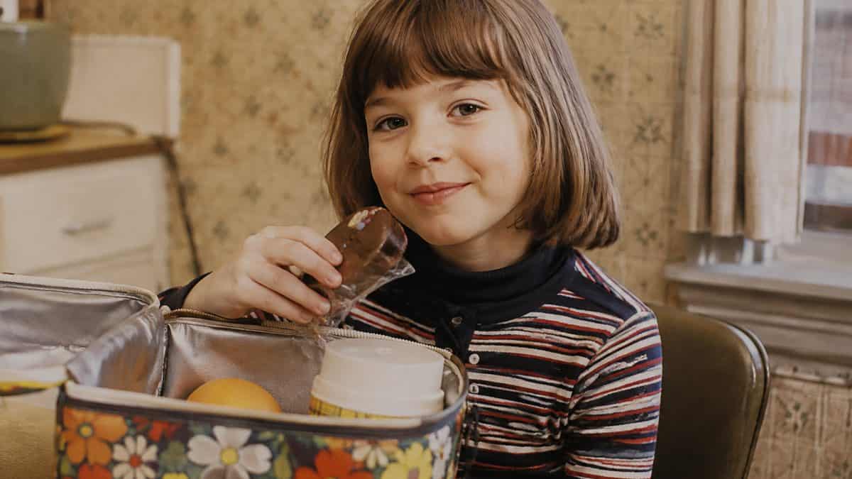 Child with a real Little Debbie snack