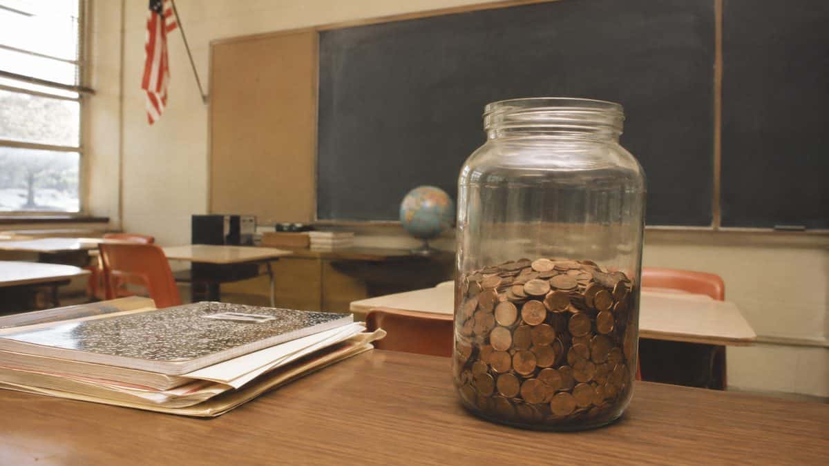 School Fundraisers from the Sixties Through the Nineties 16 Large jar of pennies in a 1980s classroom