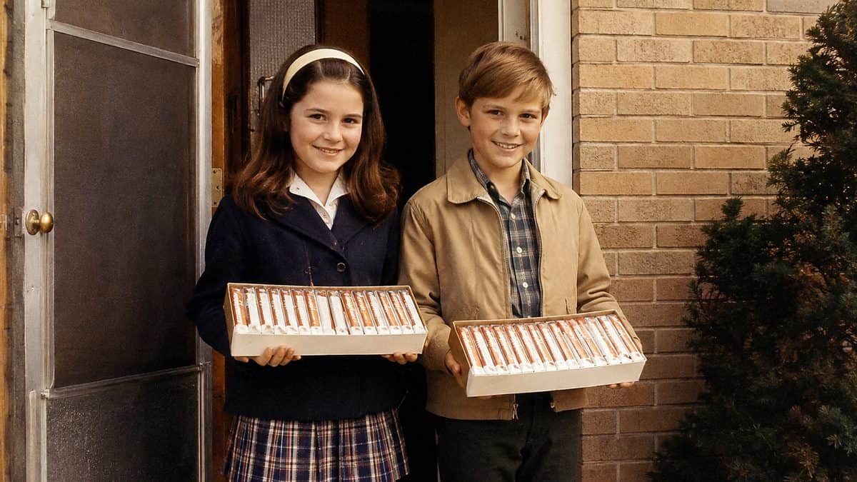 School Fundraisers from the Sixties Through the Nineties 3 Students holding chocolate boxes.