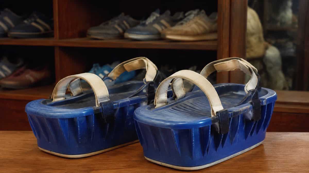 13 Vintage Clothing Items That Could Fund Your Retirement 3 1972 Nike Moon Shoes on display