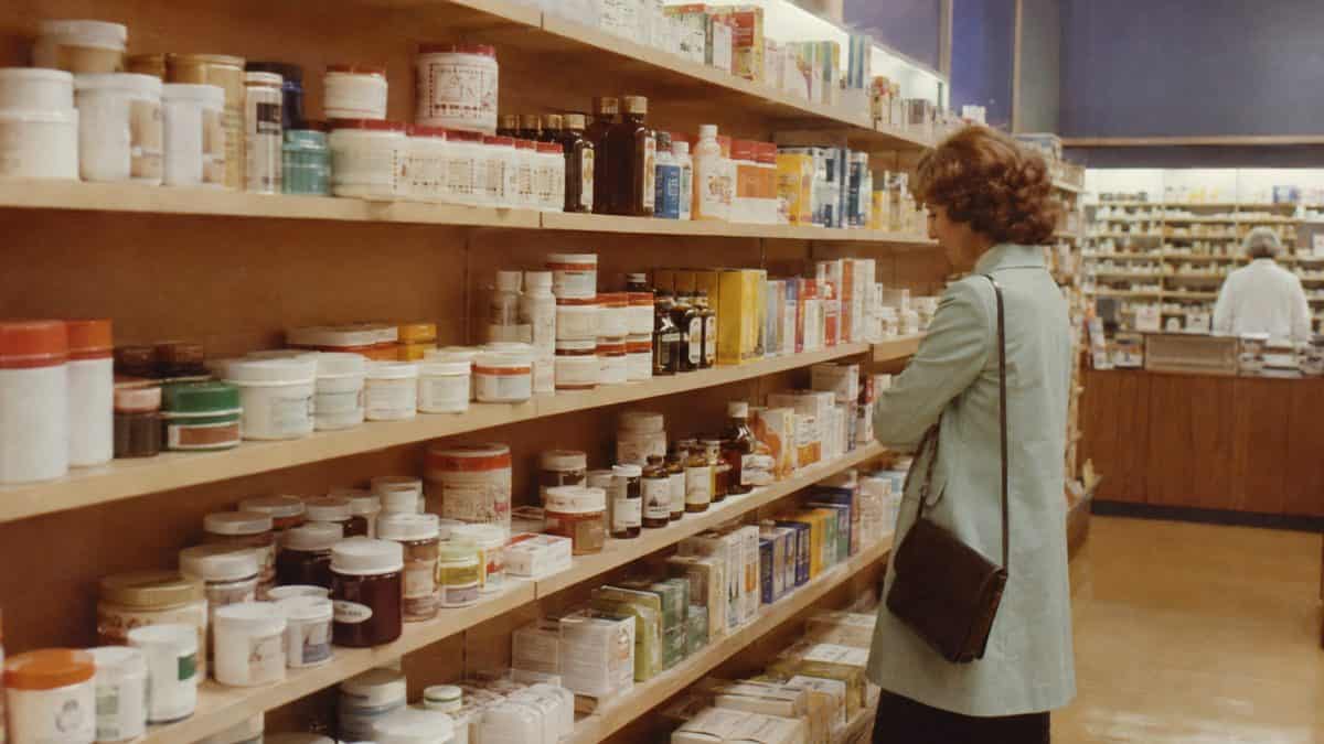 1970s pharmacy aisle or diet products