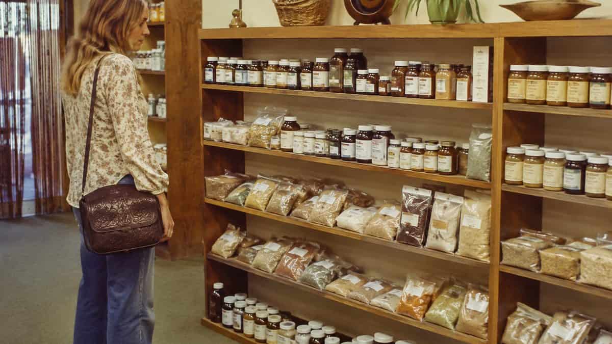1970s health food store shelf