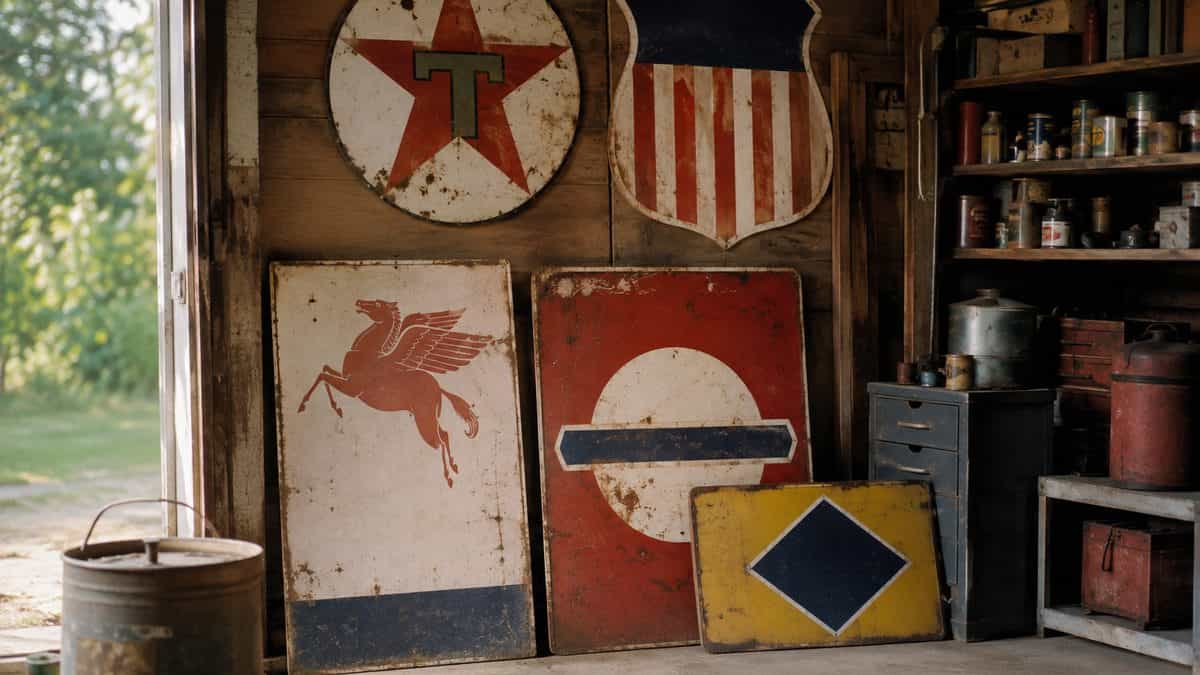 Authentic vintage signs with correct spelling