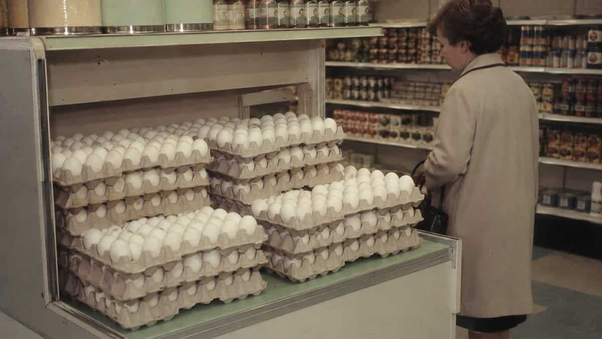 13 Things You Could Buy for a Dollar in the '60s 9 Real vintage grocery store display of eggs.