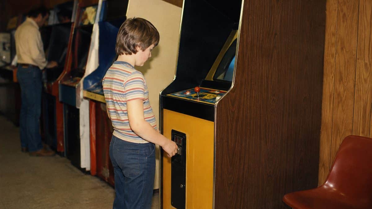 Kid at an arcade
