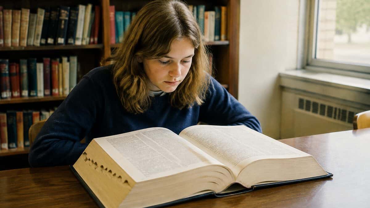 13 Things You Had to Memorize in School That Are Now Obsolete 14 Student using a large dictionary