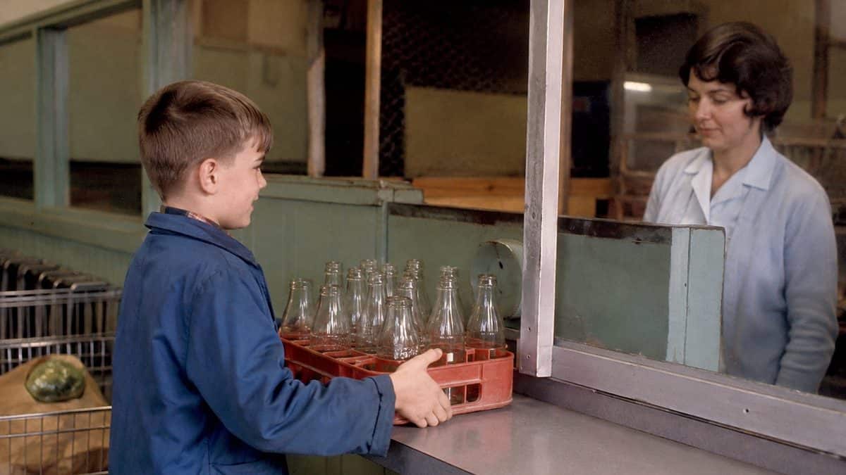 What Kids Used to Do at the Grocery Store That's Unthinkable Now 8 Child returning glass bottles at grocery store