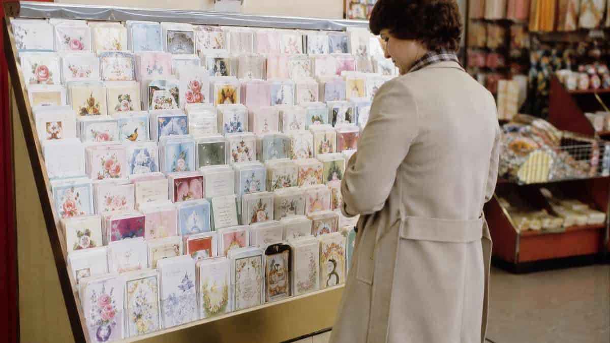 Authentic vintage greeting card display