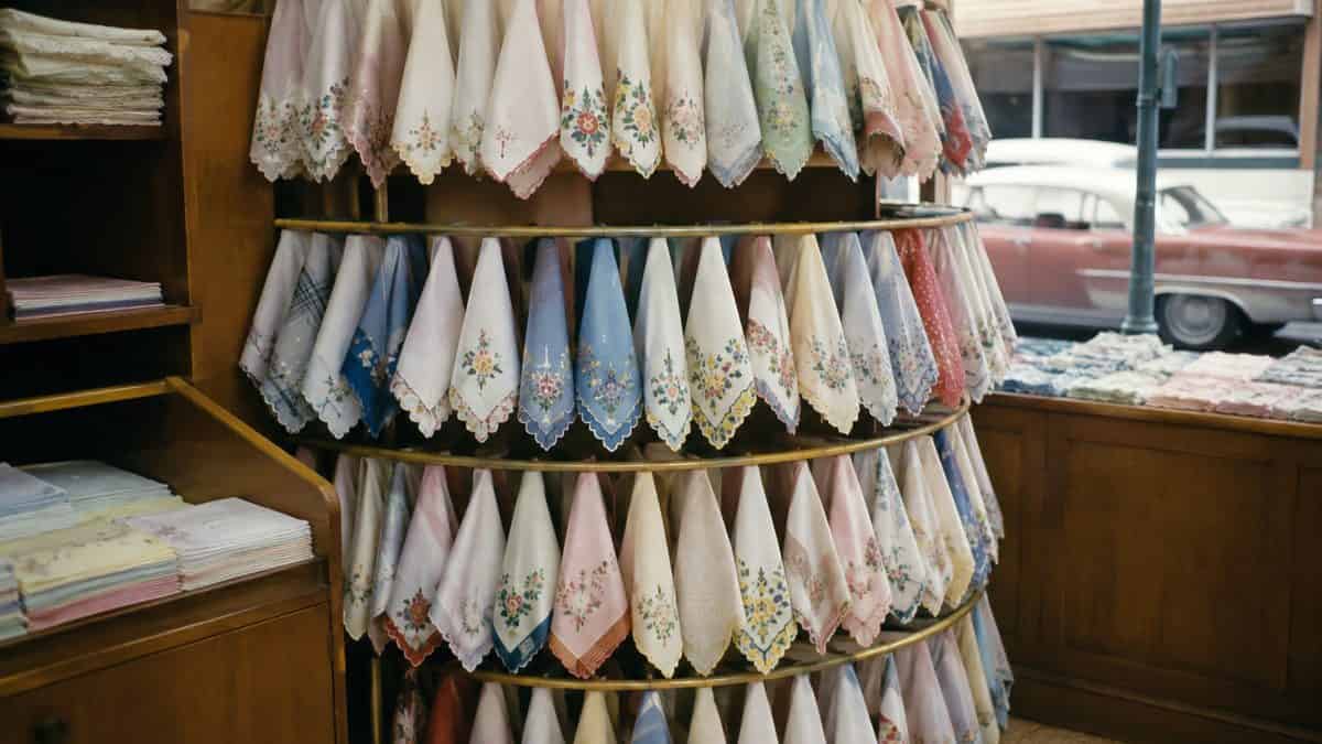 Real vintage handkerchief display