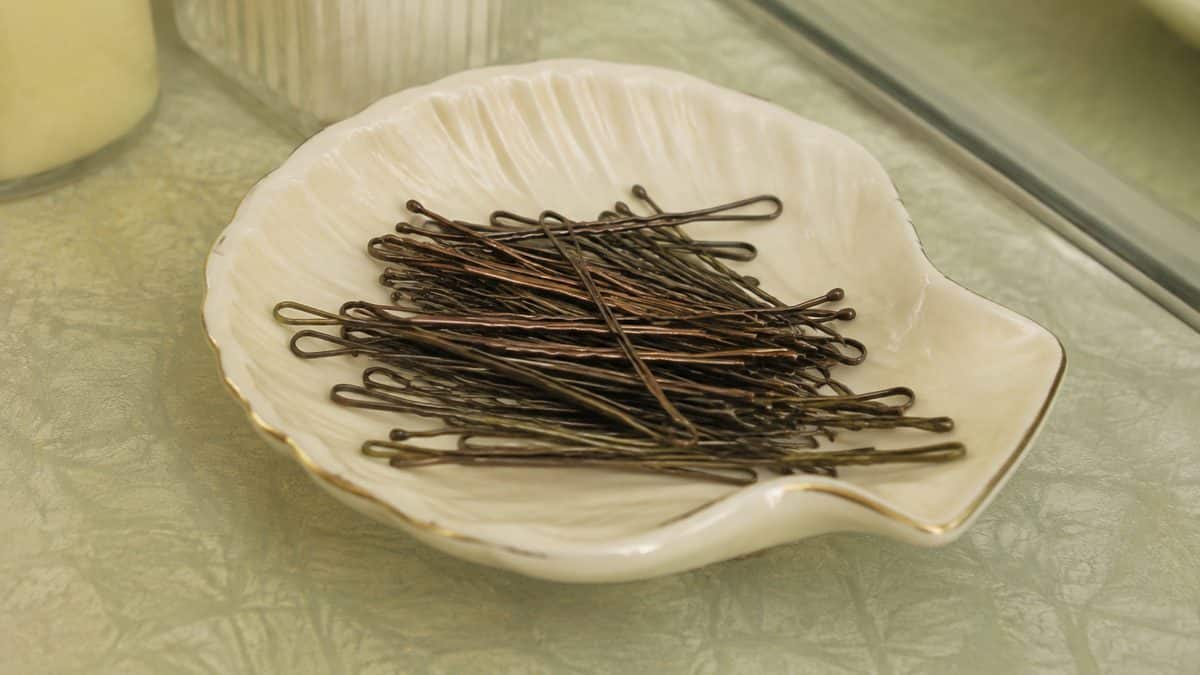Real close-up of vintage bobby pins.