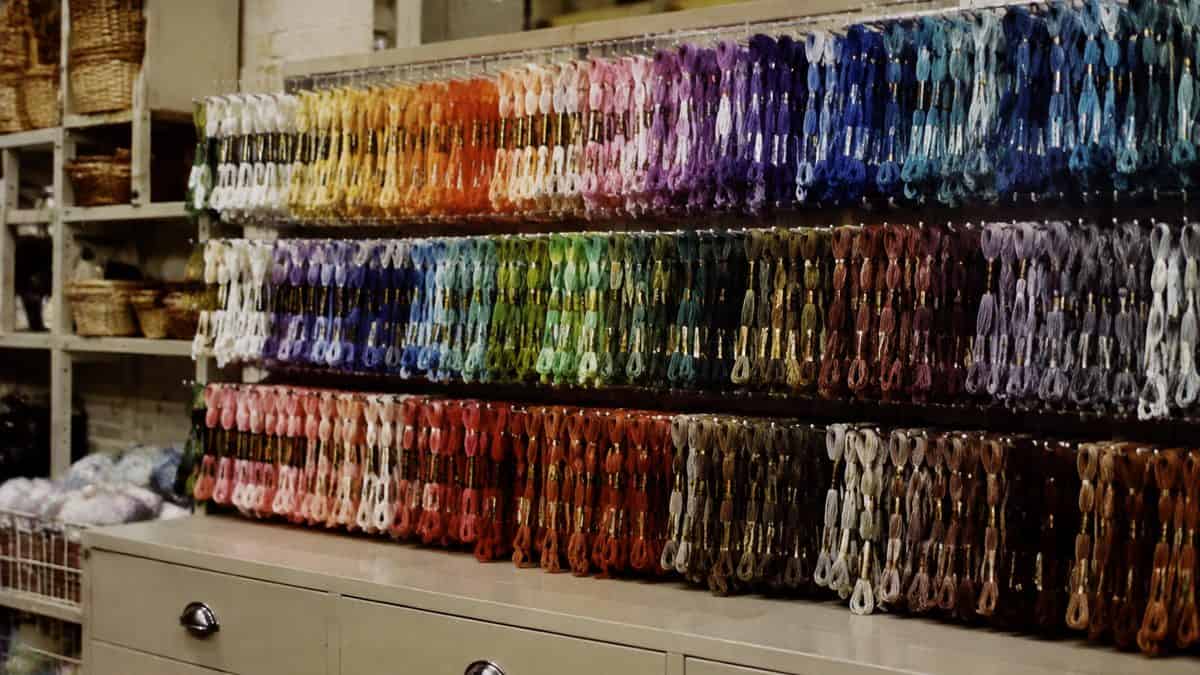 Authentic vintage embroidery floss display
