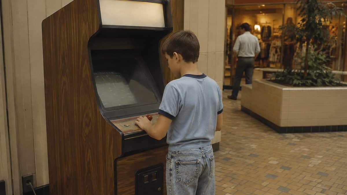 What Kids Did at the Mall That Would Seem Suspicious Today 5 Kid playing a real 80s arcade cabinet