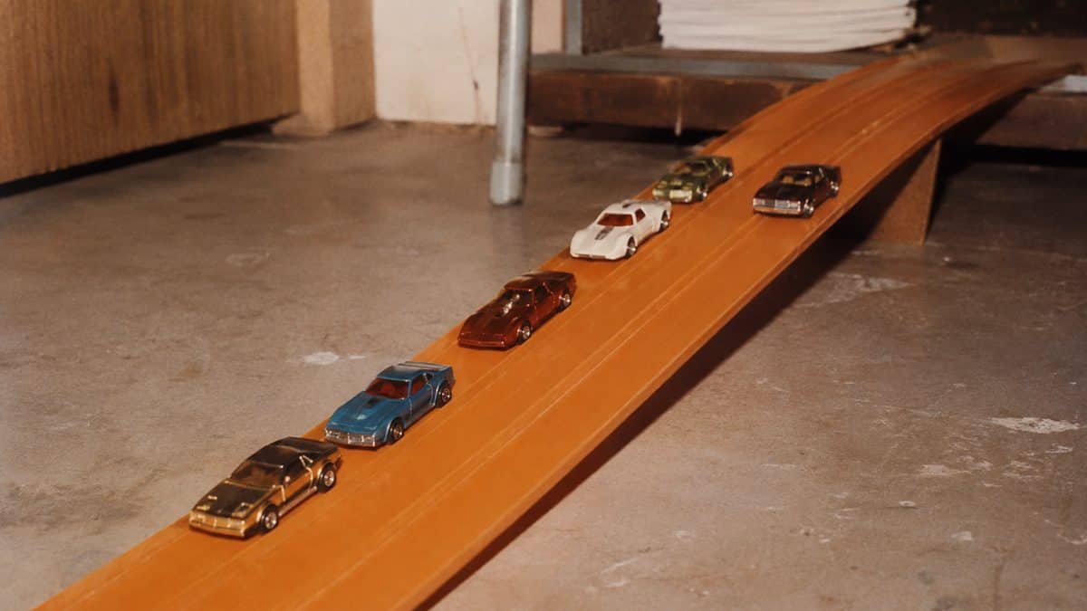 16 Things Everyone Collected That Are Worth Big Money Today 9 Authentic vintage Hot Wheels cars on a real track