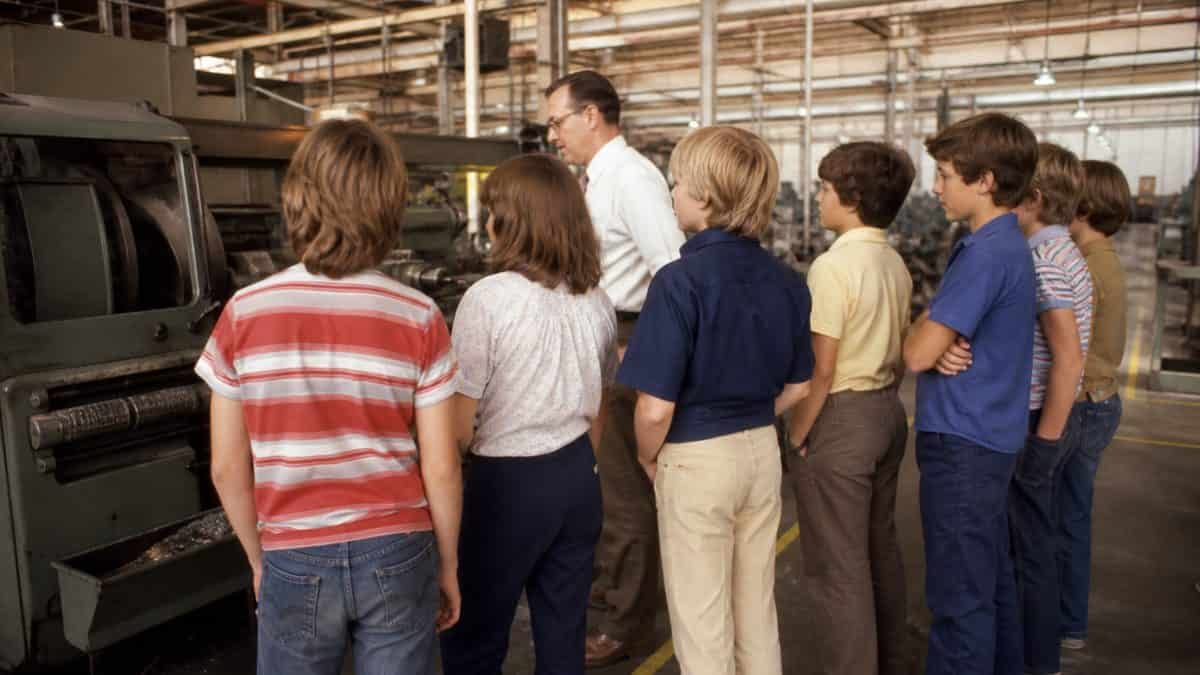 Students touring a manufacturing plant.