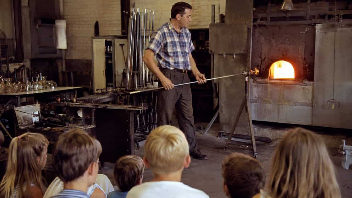 Glassblowing demonstration for students