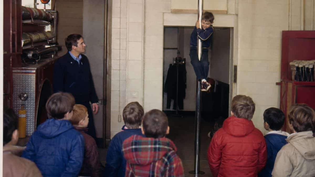 Children visiting a fire station