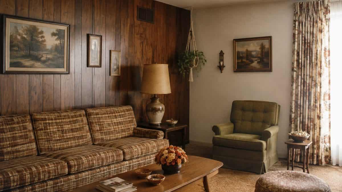 14 Things Every Kid With Wood-Paneled Walls Remembers 12 1970s wood-paneled living room