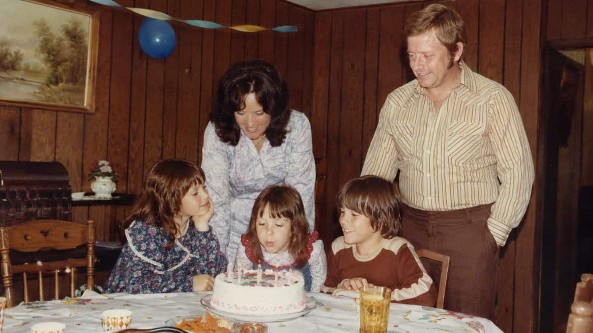 14 Things Every Kid With Wood-Paneled Walls Remembers 5 Genuine vintage photo of a family birthday party in a wood-paneled room