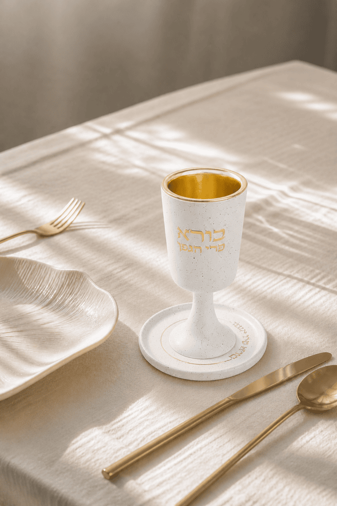 גביע קידוש מפולימר דגם "פרי" לשולחן קידוש עם עיצוב ייחודי ועמידות גבוהה.