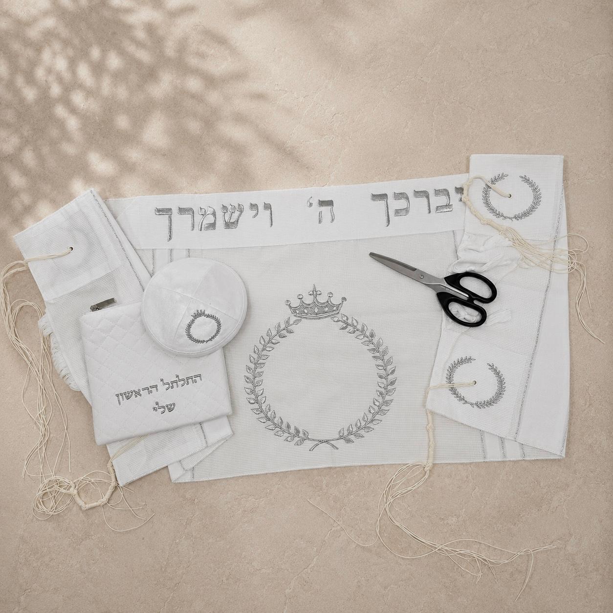 סט חאלקה עלים | כסף